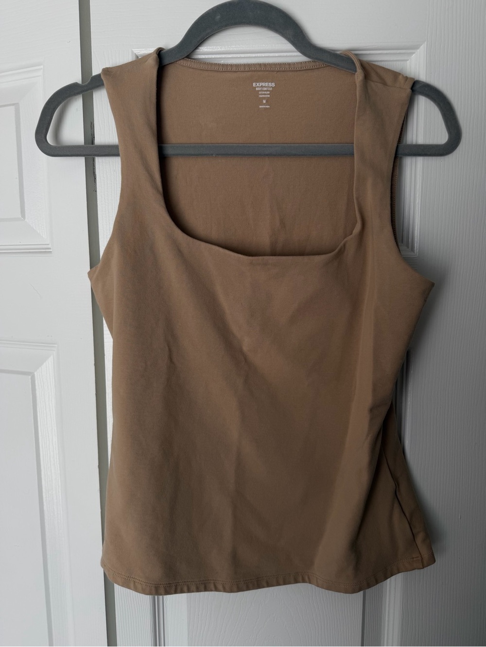 Express Women's Square Neck Tank Top in Brown Taupe